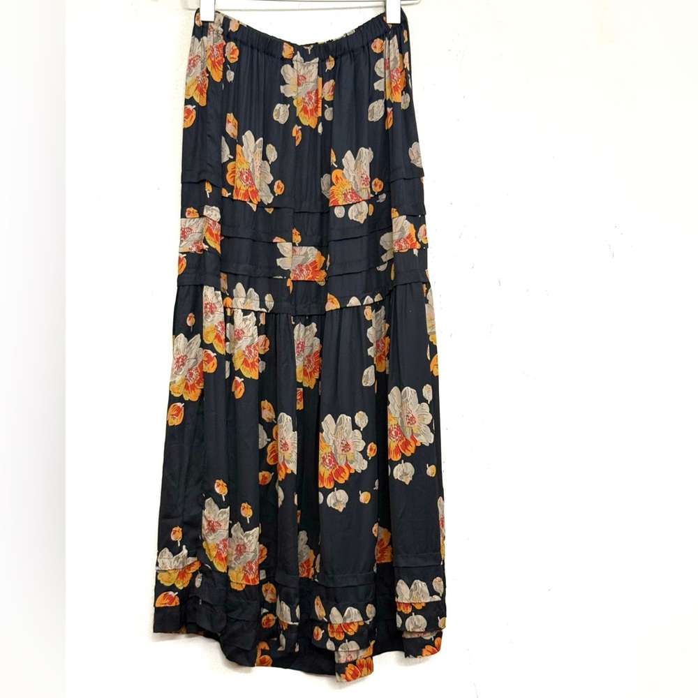 NWT The GREAT. The Frontier Floral Midi Skirt in Black & Light Brown Size S - Picture 8 of 16